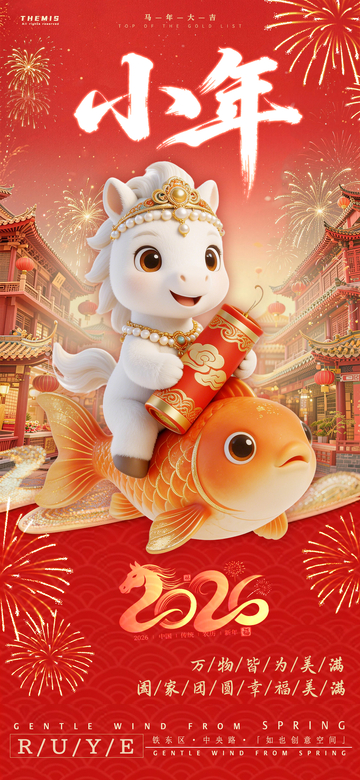 卡通风小年庆祝海报设计素材