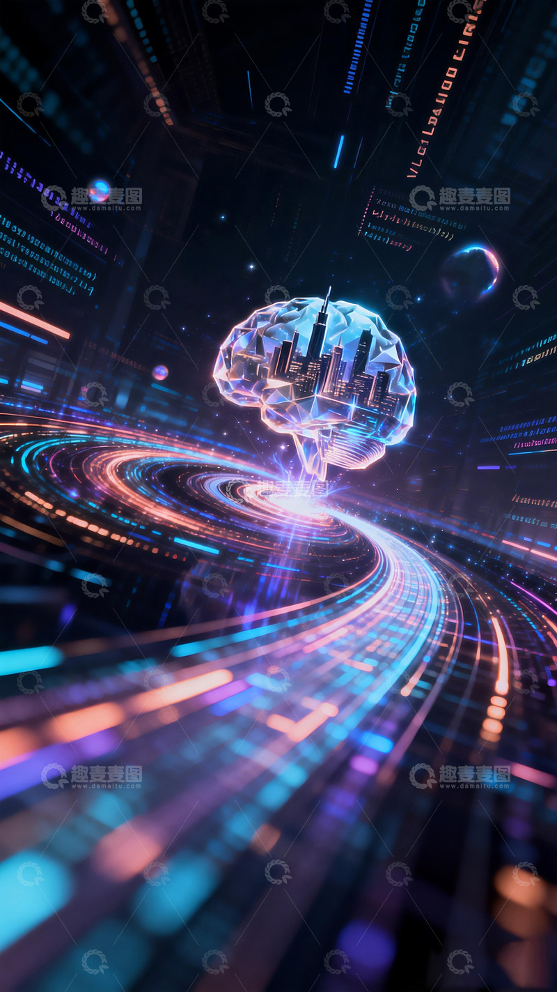 高清大图下载【趣麦麦图】未来科技大脑数字艺术