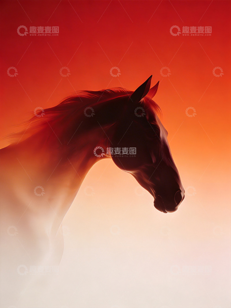 高清大图下载【趣麦麦图】流线体形态的抽象马头轮廓1