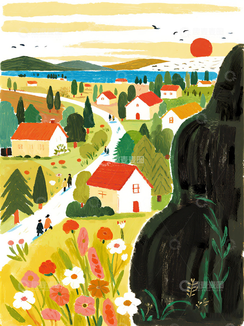 高清大图下载【趣麦麦图】花草树木唯美意境插画5