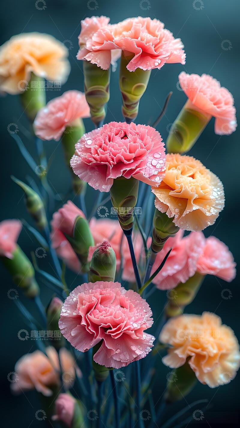 高清大图下载【趣麦麦图】治愈系粉色系康乃馨鲜花摄影壁纸ins风5