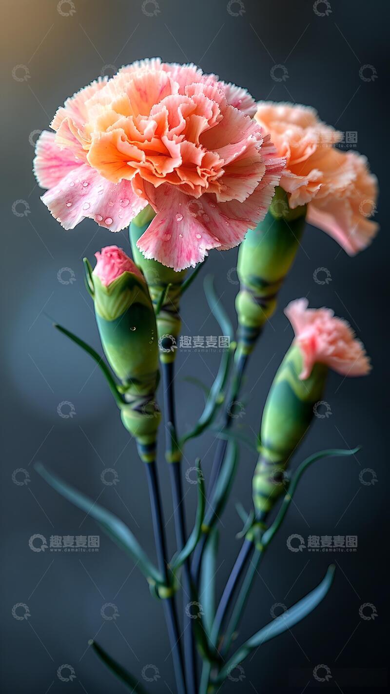 高清大图下载【趣麦麦图】治愈系粉色系康乃馨鲜花摄影壁纸ins风6