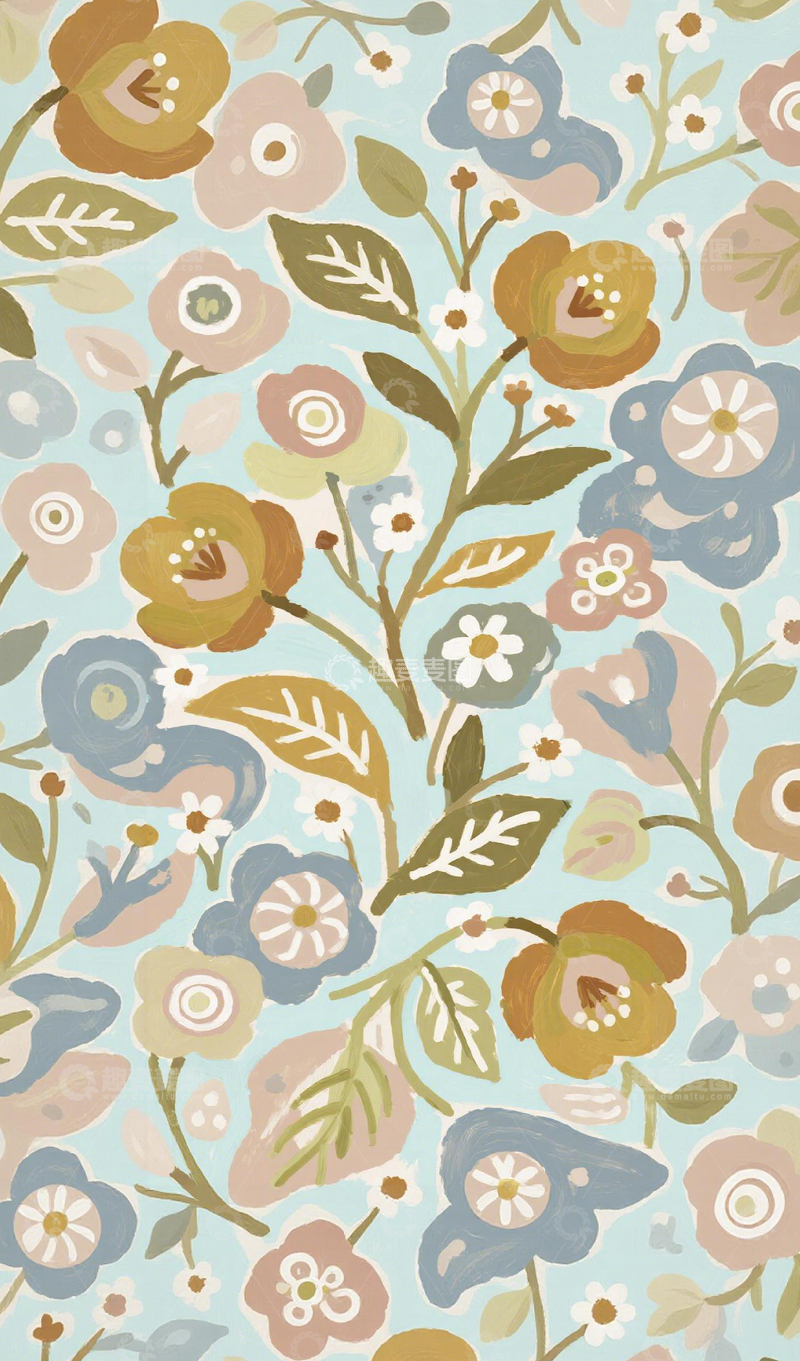 高清大图下载【趣麦麦图】清新花卉图案壁纸设计素材