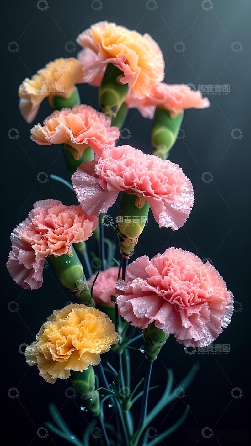 高清大图下载【趣麦麦图】治愈系粉色系康乃馨鲜花摄影壁纸ins风3