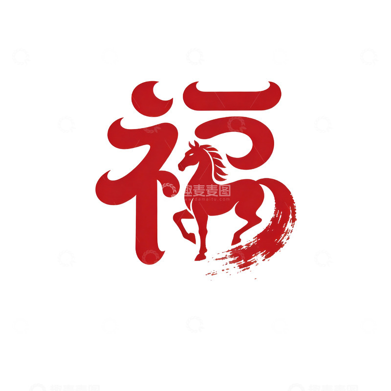 高清大图下载【趣麦麦图】马年简约设计&ldquo;福&rdquo;字变形艺术2