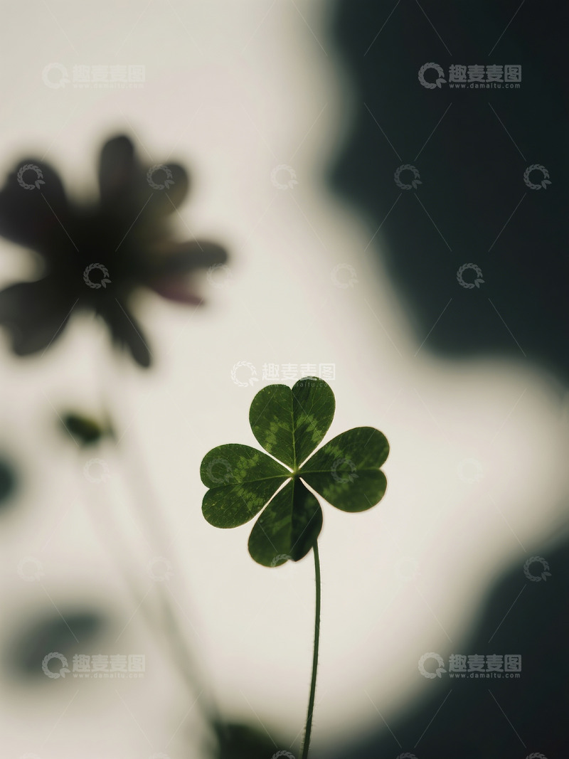 高清大图下载【趣麦麦图】极简背景四叶草印象风摄影