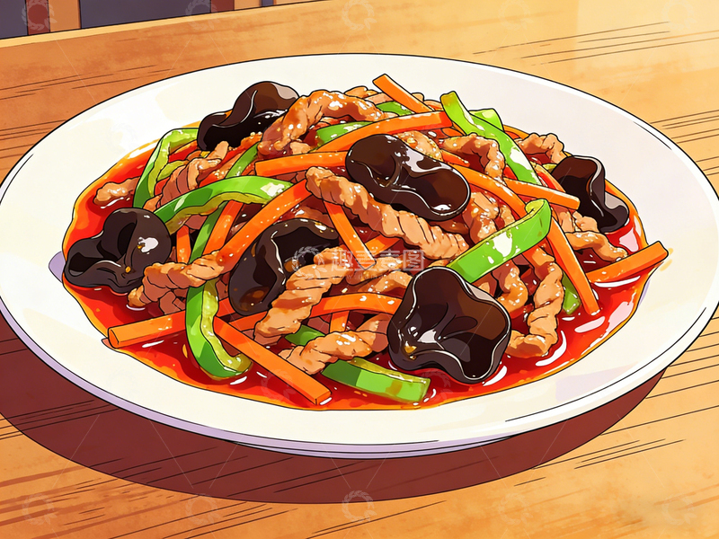 高清大图下载【趣麦麦图】鱼香肉丝插画