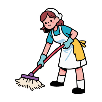 卡通清洁工打扫卫生