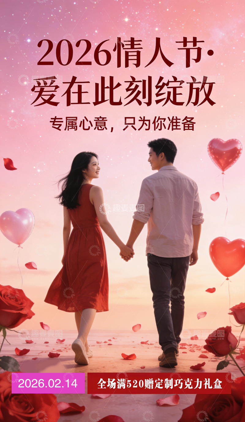 源文件下载【趣麦麦图】-浪漫情人节爱情海报设计