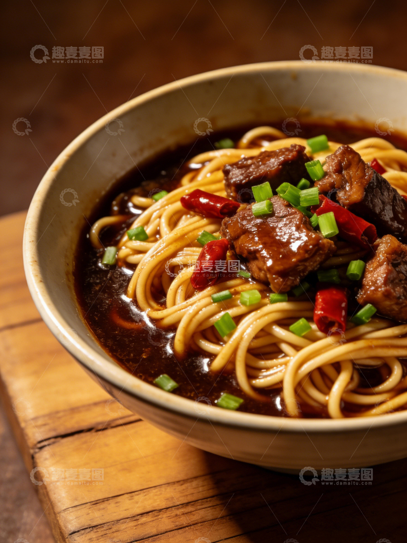 高清大图下载【趣麦麦图】肉丝卤面美食