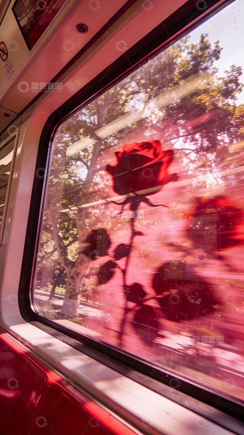 高清大图下载【趣麦麦图】车窗外快速模糊的玫瑰景色2