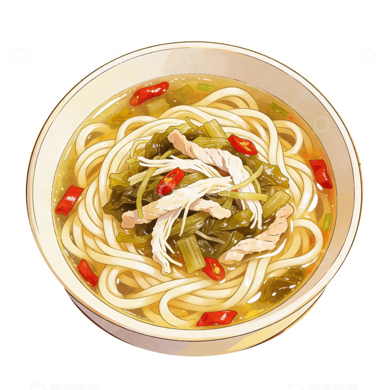 高清大图下载【趣麦麦图】酸菜肉丝面图