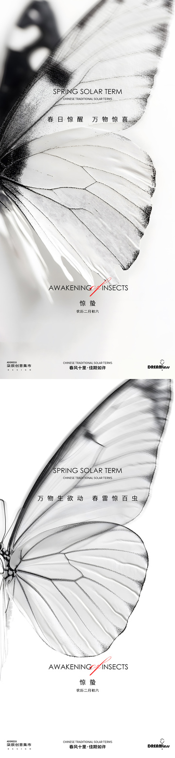 蝴蝶惊蛰觉醒艺术海报设计素材
