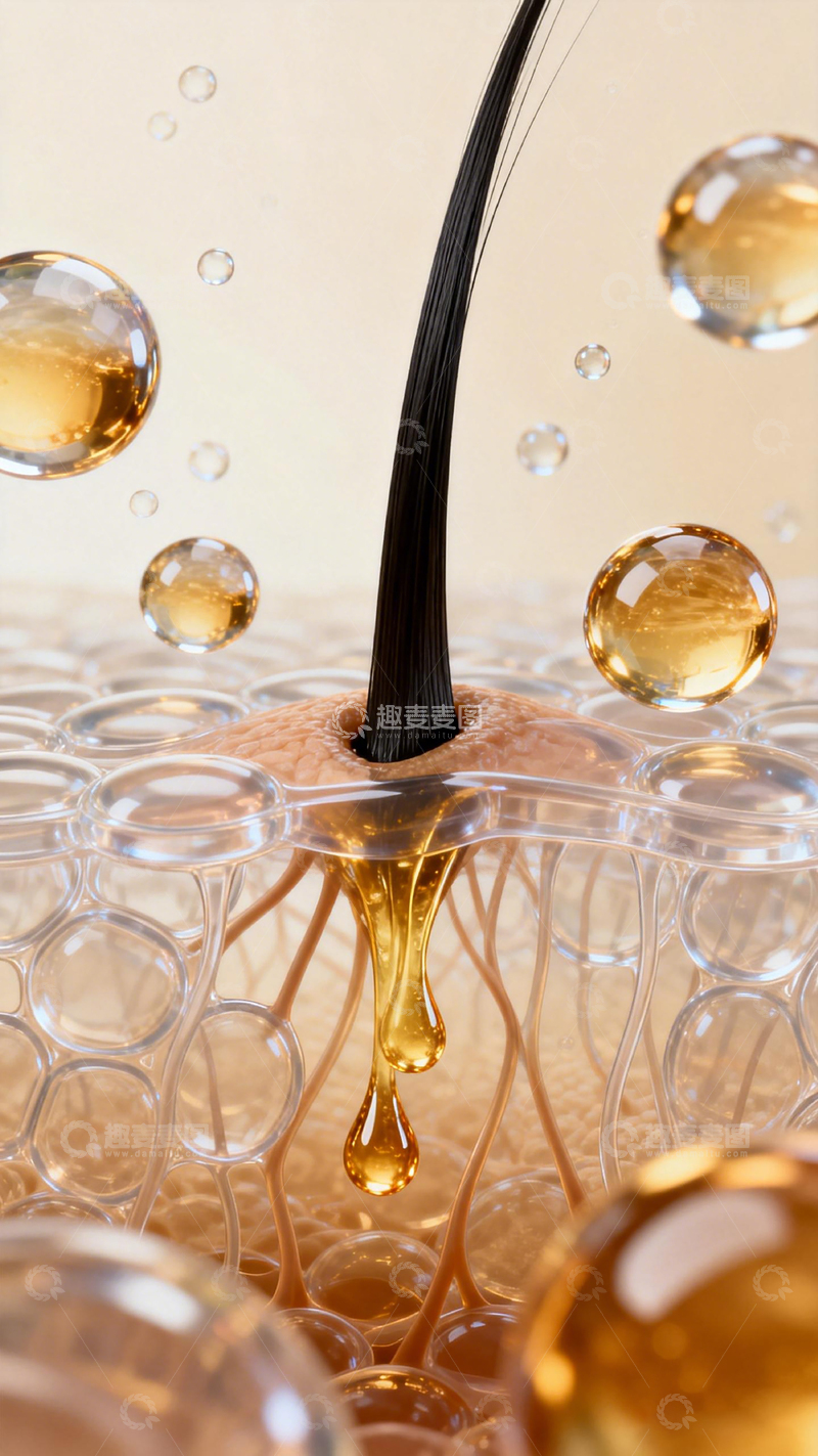 高清大图下载【趣麦麦图】金液滴落护发精华