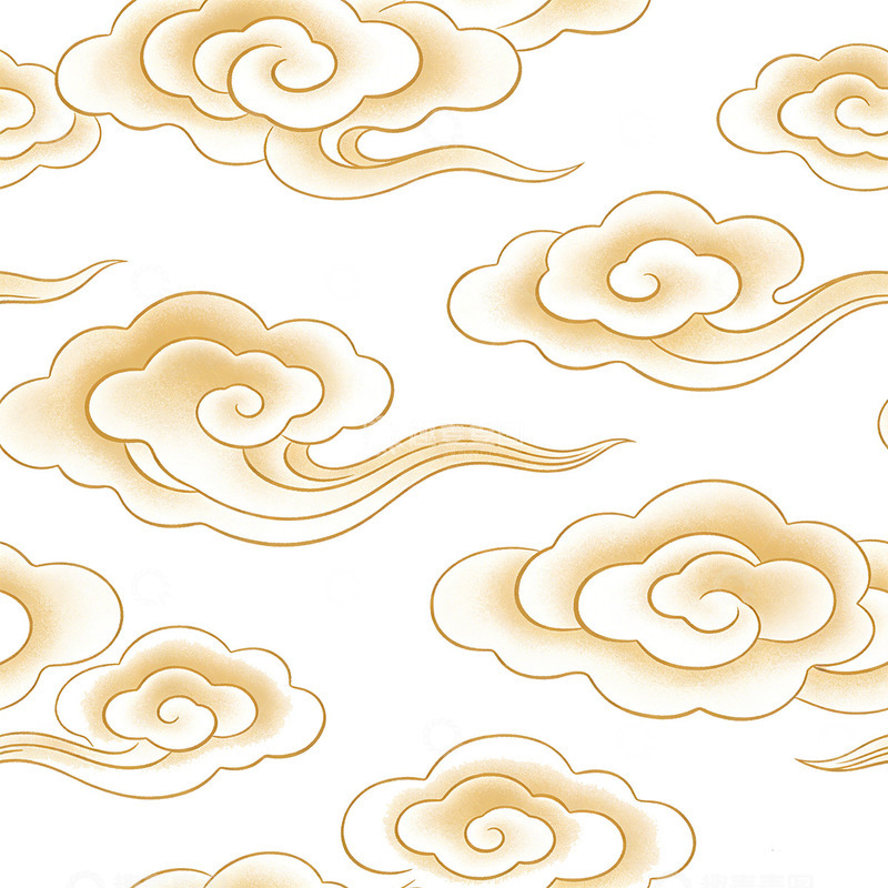 高清大图下载【趣麦麦图】金色祥云图案设计素材
