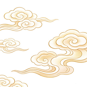 传统金色祥云图案装饰素材