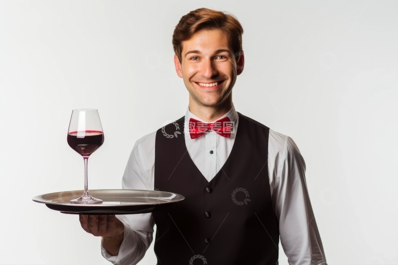 高清大图下载【趣麦麦图】端着红酒杯的服务员