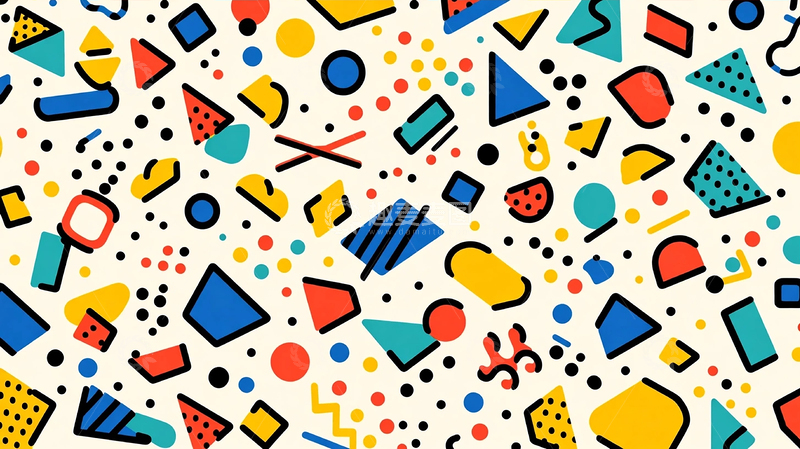 高清大图下载【趣麦麦图】彩色几何迷宫的奇幻探险