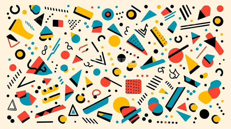 高清大图下载【趣麦麦图】几何狂潮中的色彩交响