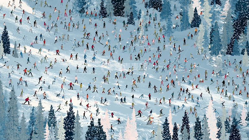 高清大图下载【趣麦麦图】冬日滑雪盛宴 热闹非凡