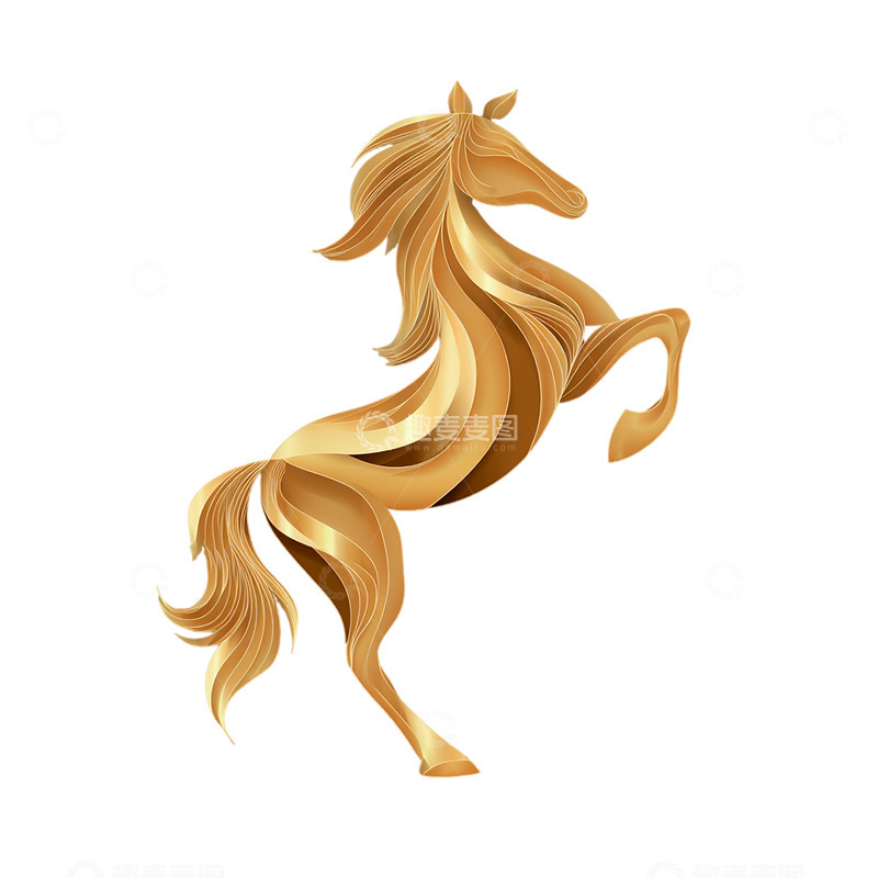 高清大图下载【趣麦麦图】金色骏马跃然展现