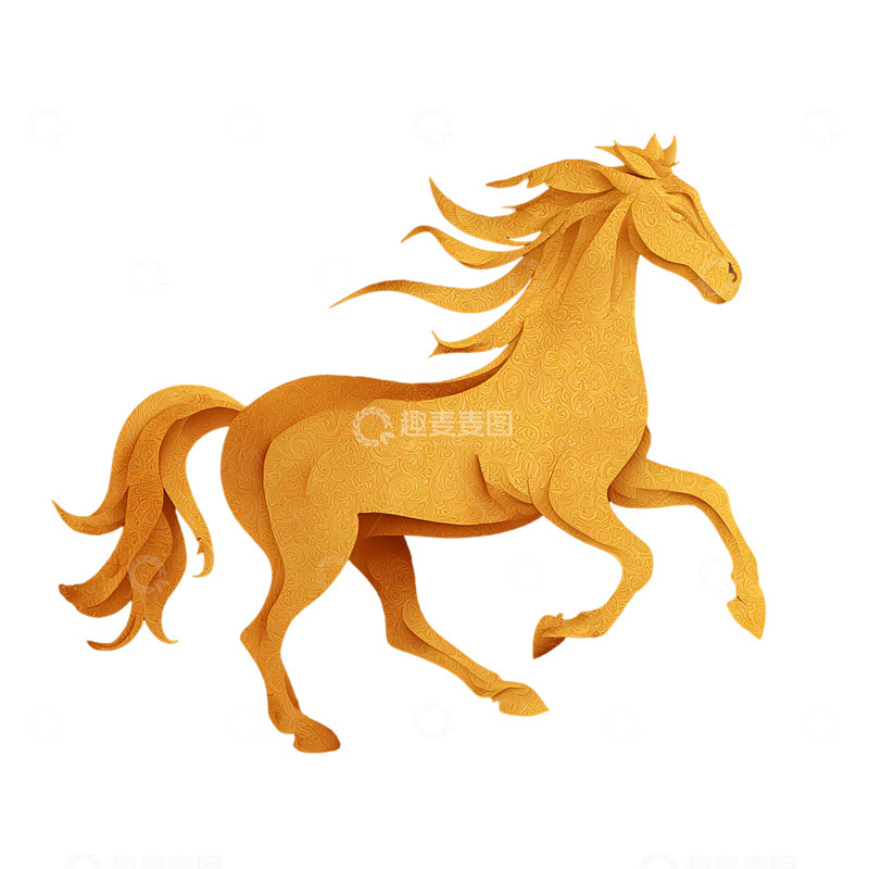 高清大图下载【趣麦麦图】金色幻想马的灵动姿态