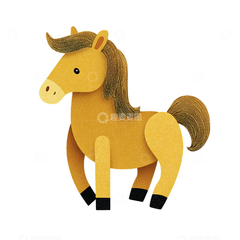 高清大图下载【趣麦麦图】卡通黄金小马活力十足