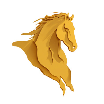 金色骏马立体艺术插画