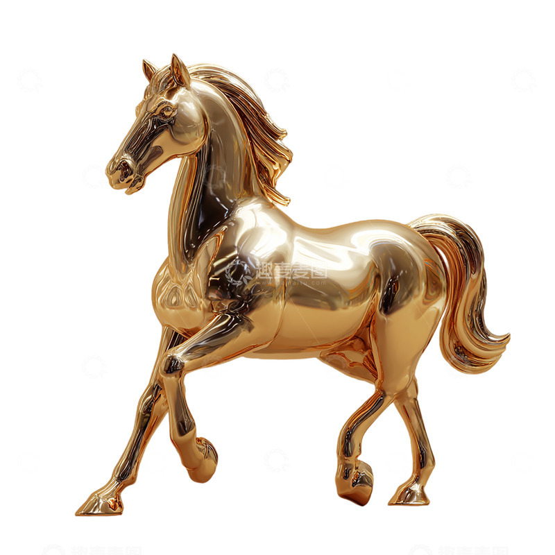 高清大图下载【趣麦麦图】金光闪耀的马形气球