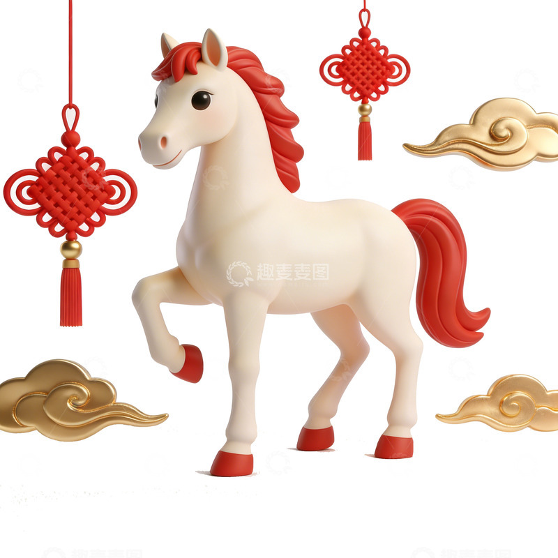高清大图下载【趣麦麦图】中国风情白马装饰摆件