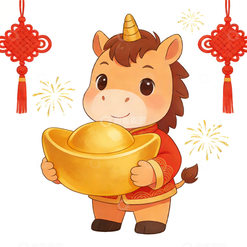 高清大图下载【趣麦麦图】卡通牛年贺岁图
