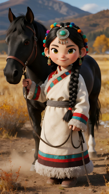一个牵着马的藏族少女7