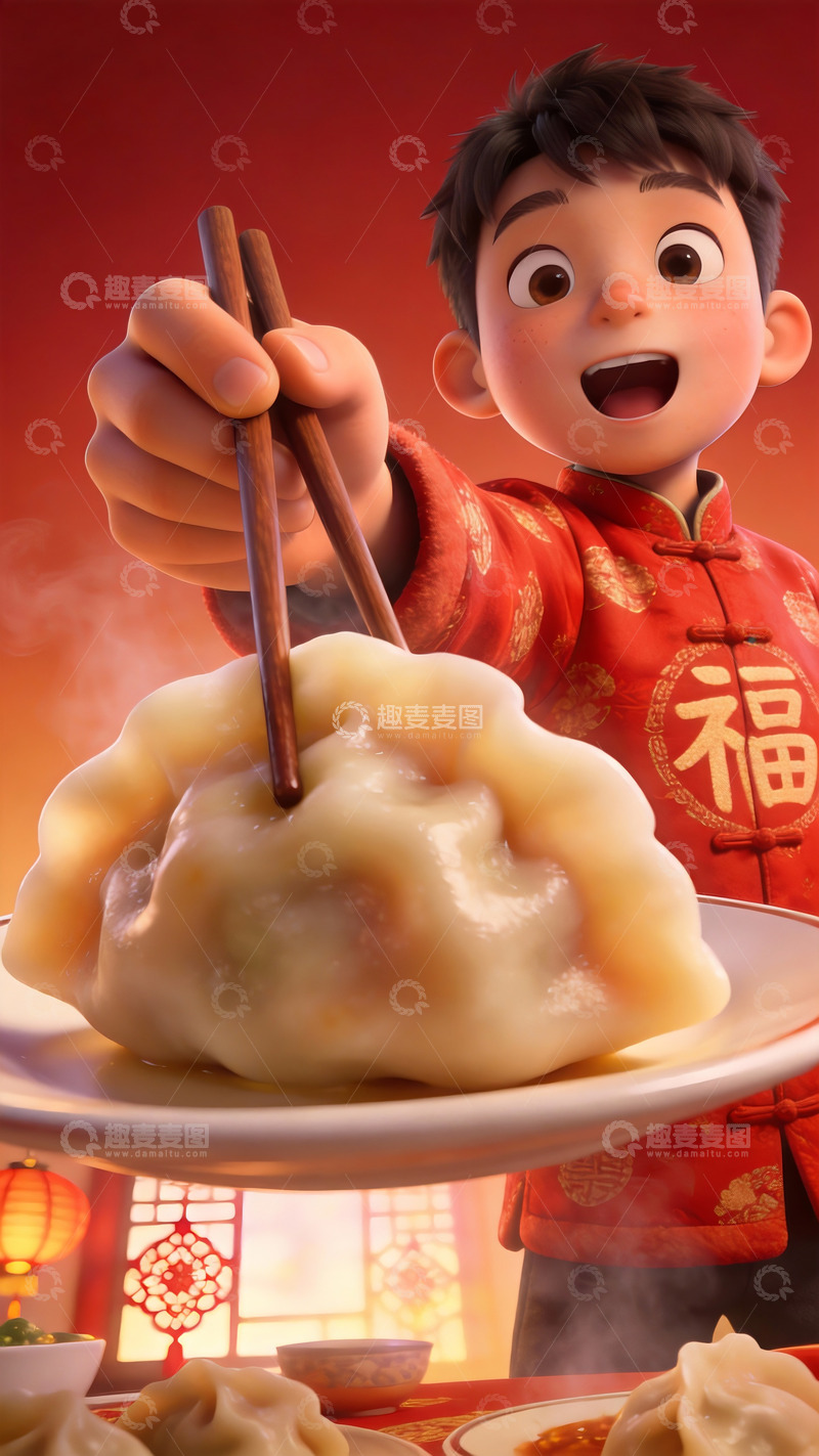 高清大图下载【趣麦麦图】大透视夹饺子过年场景4