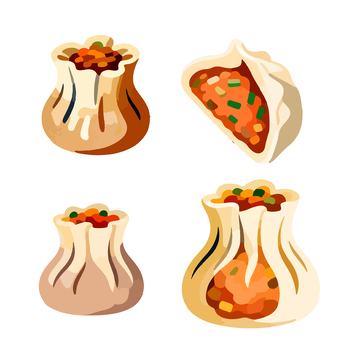 卡通风美食粮食袋插画素材