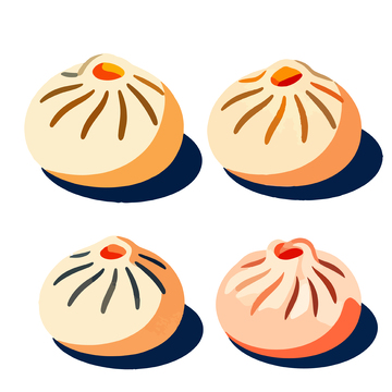 卡通风格包子美食插画设计元素