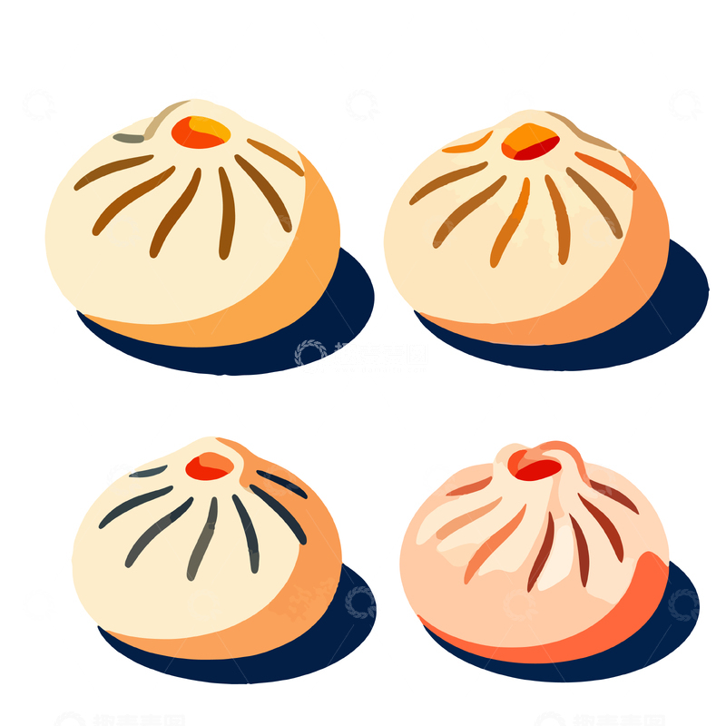 源文件下载【趣麦麦图】卡通风格包子美食插画设计元素