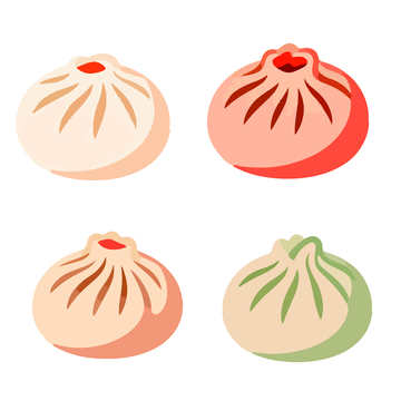 简约风彩色小笼包插画设计元素