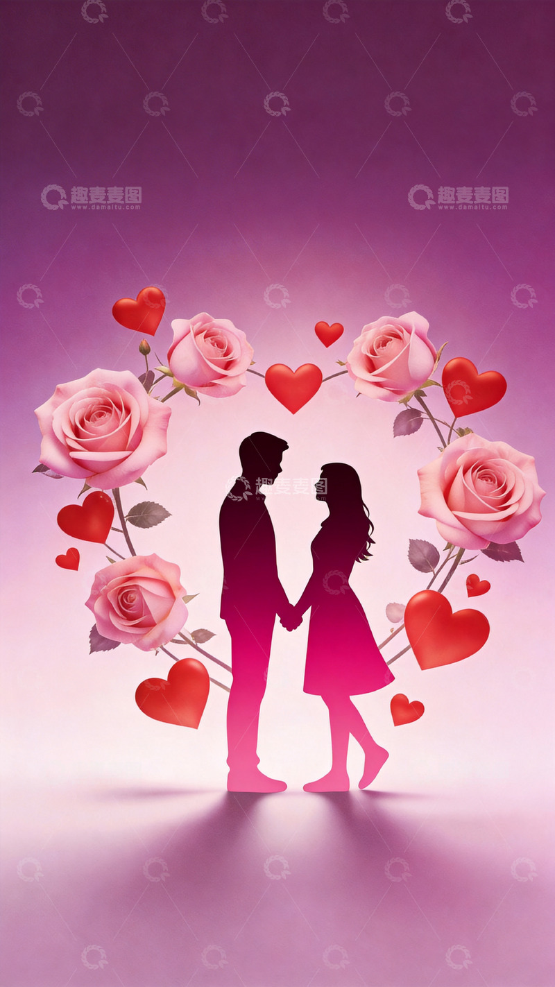 高清大图下载【趣麦麦图】玫瑰花情人节背景2