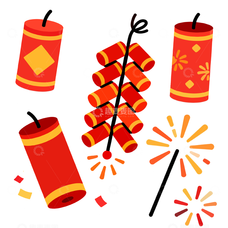 源文件下载【趣麦麦图】-喜庆中国风鞭炮图案矢量素材