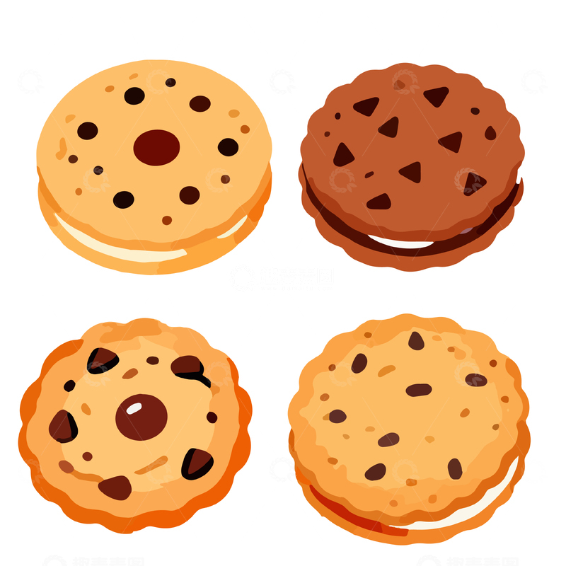 源文件下载【趣麦麦图】卡通风格巧克力曲奇饼干插画