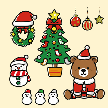 卡通圣诞节装饰元素插画