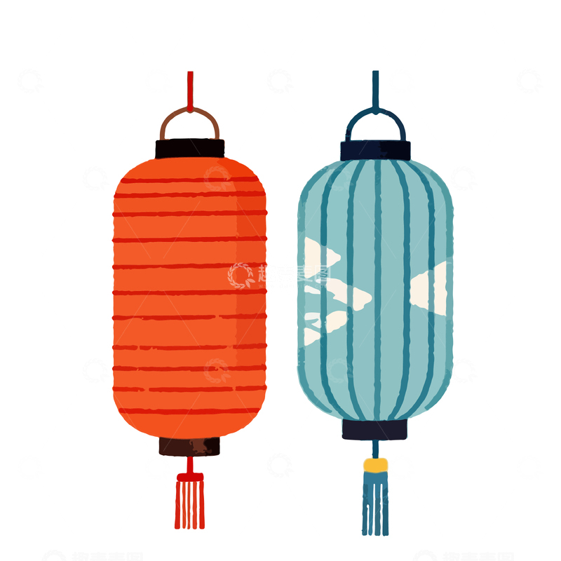 源文件下载【趣麦麦图】扁平化灯笼节日装饰矢量素材