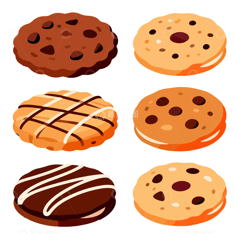 源文件下载【趣麦麦图】卡通风格饼干甜点插画素材