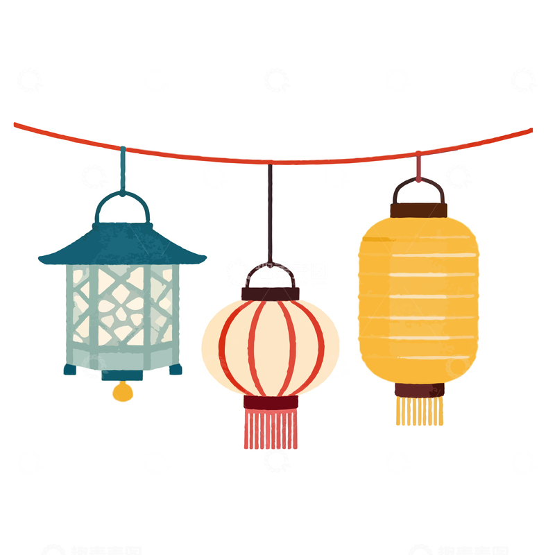 源文件下载【趣麦麦图】卡通灯笼节日装饰元素矢量图