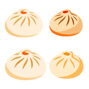 卡通风格包子插画设计素材