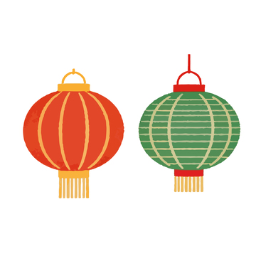 扁平风传统中国灯笼插画