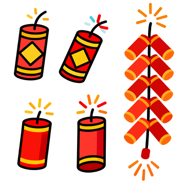 卡通风格鞭炮插画设计元素