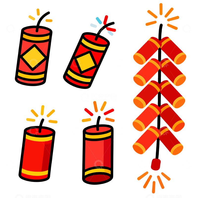 源文件下载【趣麦麦图】-卡通风格鞭炮插画设计元素