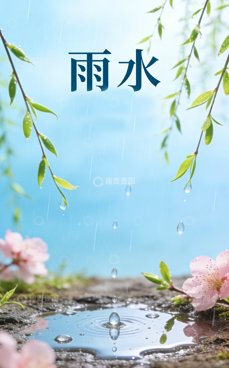 高清大图下载【趣麦麦图】春日雨水桃花景