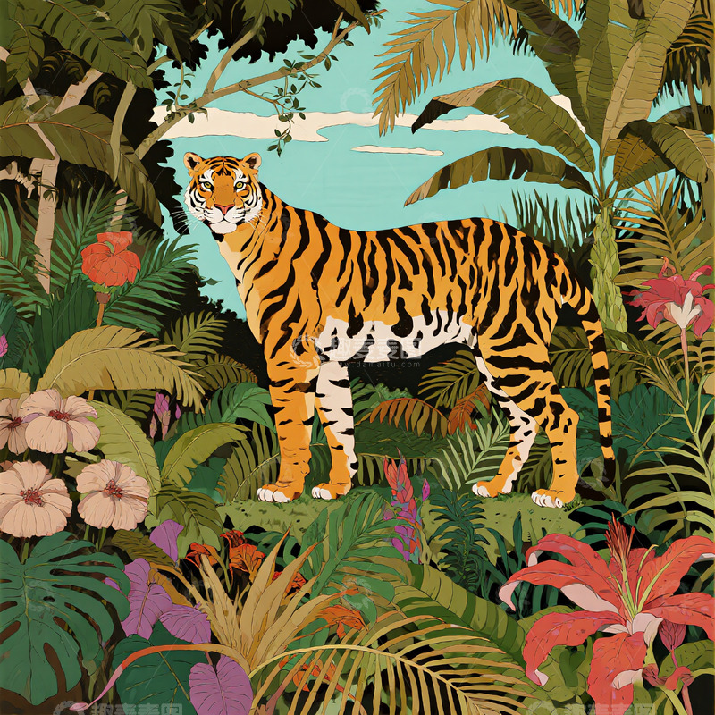 高清大图下载【趣麦麦图】热带雨林动植物插画0
